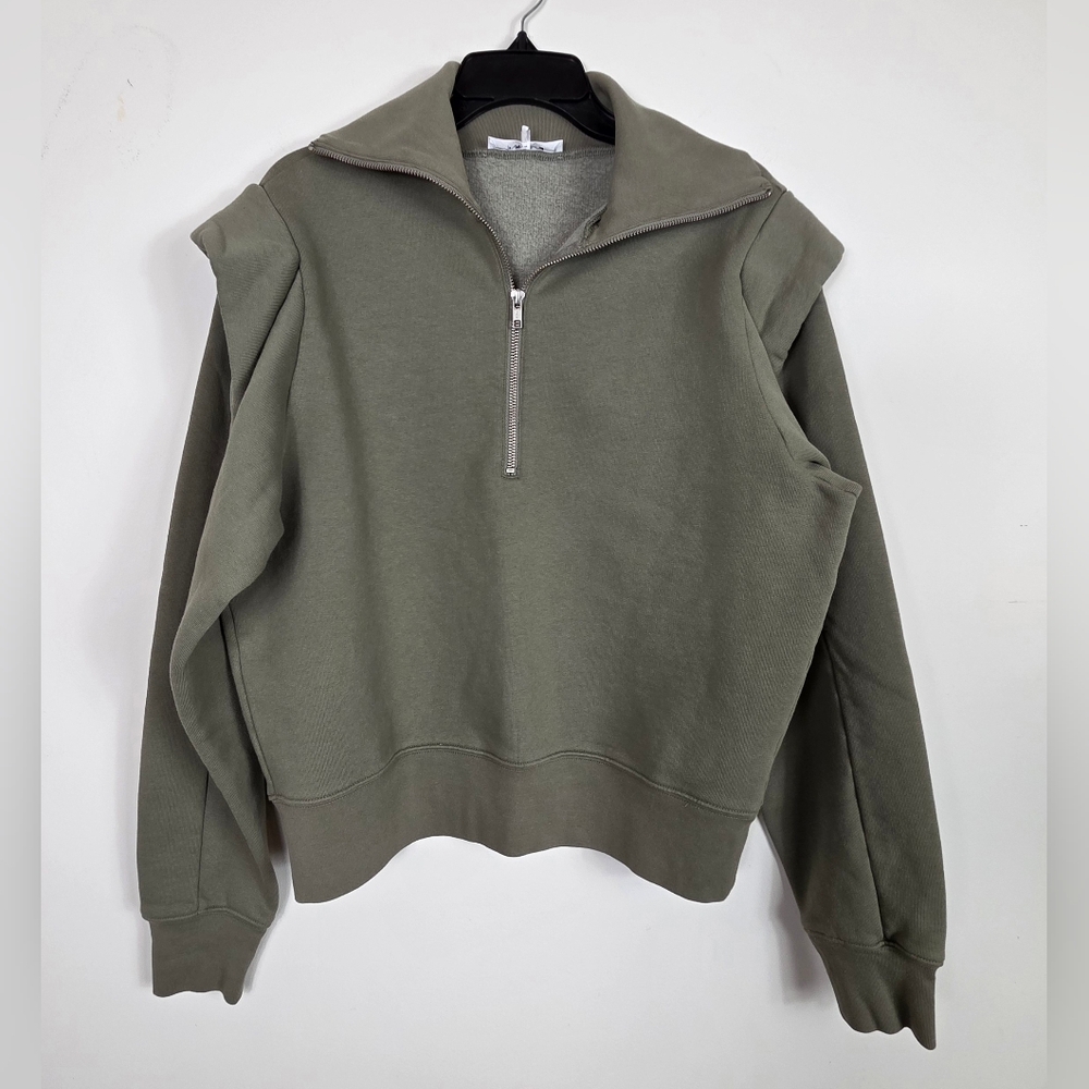 FRAME Sporty Zip Sweatshirt Military Green L